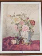 Ecole française début XXème - "Bouquet de roses" - aquarelle...