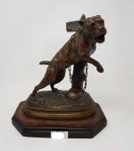 LECOURTIER - "Prenez garde au chien!" - groupe en bronze...