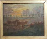 Daniel MERLIN (1861-1933) "Vaches au soleil couchant" - H/T SBD...