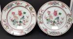Une paire d'assiettes en porcelaine - à décor floral polychrome...