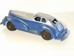 MANOIL (USA, v.1940) coupé futuriste à carrosserie enveloppante , bleu/argent,...
