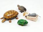 4 animaux-jouets dont une tortue mécanique en tôle Gunthermann L...