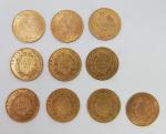 Ensemble de 10 pièces de 10 Francs or dont: ...