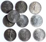 Ensemble de 10 pièces de 1 Franc Semeuse argent 1916...