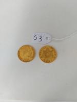 2 pièces de 20 francs Napoléon III années 1860 et...