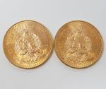 2 pièces de 50 Pesos - or - datées :...
