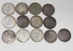 Un lot de pièces en argent comprenant: Neuf 10 francs...