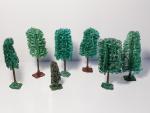 HORNBY Séries (v.1935) 7 arbres miniatures sur socles plomb verni...