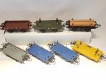 HORNBY (Angleterre), 7 anciens wagons plats, ranchers ou ...