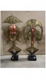 Deux figures reliquaires Kota Obamba - Gabon - bois, cuivre...