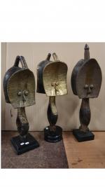 Trois figures reliquaires Kota Mahongwé - Gabon - bois, cuivre...