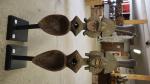 Deux cuillères Kota en bois sculpté, cuivre et laiton -...