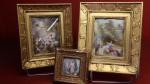 Trois miniatures peintes sur carton dans le goût du XVIIIème