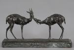 BUGATTI Rembrandt, 1884-1916
Deux antilopes apprivoisées
bronze à patine brune sur socle...