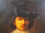Ecole hollandaise XVIIème "portrait d'homme au chapeau".
Huile sur toile, dans...