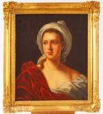 Elaïs SEVERAC.
'Portrait de jeune femme au turban'.
Huile sur toile. 
Signée...