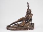 Ecole francaise XIXème. 
"Soldat Spartiate".
Sculpture en bronze à patine brune.
Barbedienne...