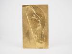 M. LE VERRIER.
"Sainte Vierge de profil".
Plaque en bronze 
Signée.
Dim. 19,2...