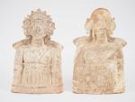 Deux importants bustes féminins en terre cuite (ex voto dédiés...