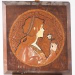 Ecole francaise 1900
"Jeunes femmes de profil".
Paire de panneaux en bois...