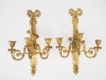 Paire d'appliques de style Louis XVI en bronze doré à...