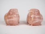 Couple de cailles en quartz rose 
Chine vers 1960 
long....