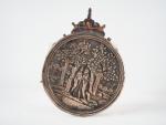 Médaillon double face en bronze représentant la Charité romaine d'un...