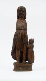 Sculpture XVIIème en bois naturel "St Joseph et l'enfant Jésus"...