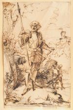 Ecole francais XVIIIème.
"Portrait de soldat".
Dessins.
Dim. 20,5 x 13 cm.