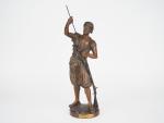 DEBUT.
"Guerrier d'Afrique du Nord".
Sculpture en bronze polychrome.
Signée, cachet du fondeur.
H....