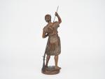 DEBUT.
"Guerrier d'Afrique du Nord".
Sculpture en bronze polychrome.
Signée, cachet du fondeur.
H....