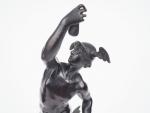 JEAN DE BOLOGNE (d'après).
"Mercure ailé".
Sculpture en bronze à patine brune,...