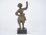 Sujet XIXème en bronze sur un socle en bois, "jeune...