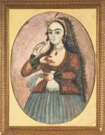 Ecole persane fin XIXème - début Xxème.
"Jeune fille à l'oiseau"....
