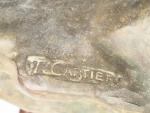 Thomas CARTIER.
"Tigre en furie".
Sculpture en terre cuite à double patine.
Signée....