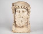 Tête en marbre d'une divinité antique barbue (Zeus, Hermès ou...