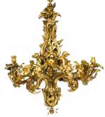 CAFFIERI (d'après).
Exceptionnel lustre en bronze de style Louis XV d'après...