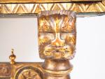 Bargueno espagnol XVIIème, en bois sculpté polychrome et doré, à...