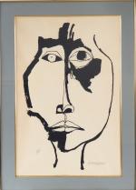 Oswaldo GUAYASAMIN.
"Portrait de femme".
Lithographie signée en bas à droite.
Dim. 63,5...