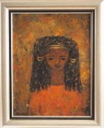 Tahia HALIM.
"Portrait de nubienne".
Huile sur isorel, signée en bas à...