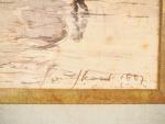 Johan-Barthold JONGKIND.
"Patineurs en Hollande".
Aquarelle, signée en bas à droite et...