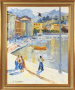 Jean Emile LAURENT.
"Le port de St Tropez".
Huile sur toile, signée...
