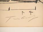 Jean TINGUELY.
"Variations sur une feuille morte".
Lithographie en noir, signée en...