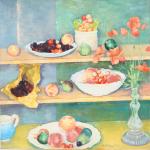 André VIGNOLES.
"Fruits sur une étagère".
Huile sur toile signée en bas...