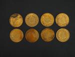 Huit pièces de 20 francs or, 1857-A.
FRAIS ACHETEURS 5% TTC.