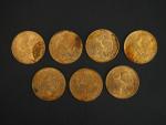 Sept pièces de 20 francs or, 1906.
FRAIS ACHETEURS 5% TTC.