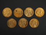 Sept pièces de 20 francs or, 1911. 
FRAIS ACHETEURS 5%...