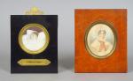 Deux différentes miniatures XIX ème " Portrait de dame couchée...