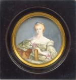 Miniature sur ivoire de style Louis XVI " Portrait d'élégante...