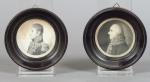 Deux miniatures XIXème "Portraits d'hommes", gravures en noir